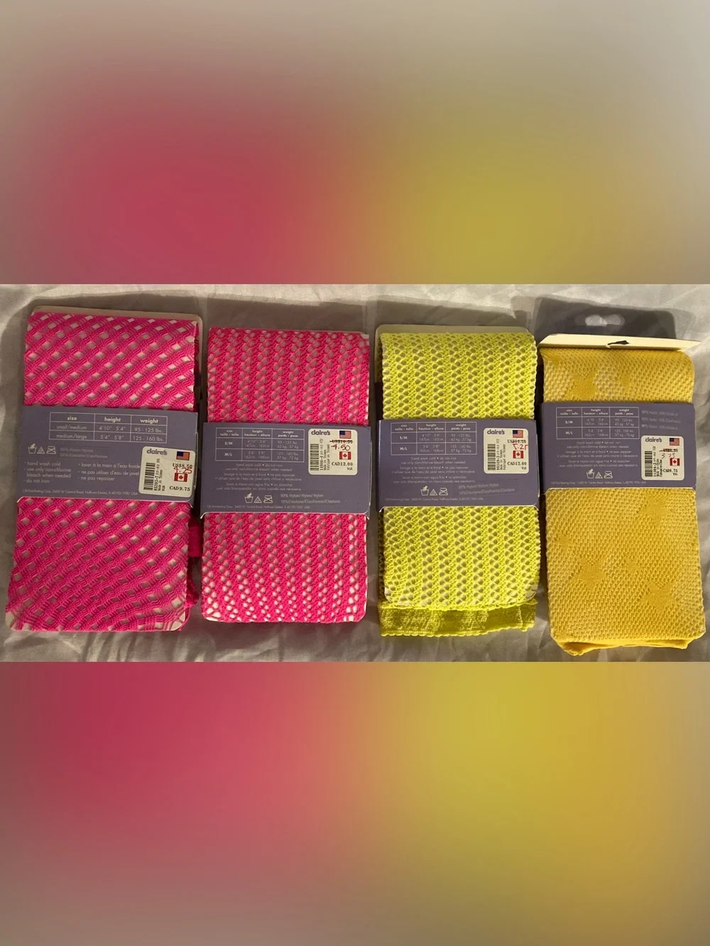 4 Pairs Claire’s Tights, 3 Are Blacklight Reactive